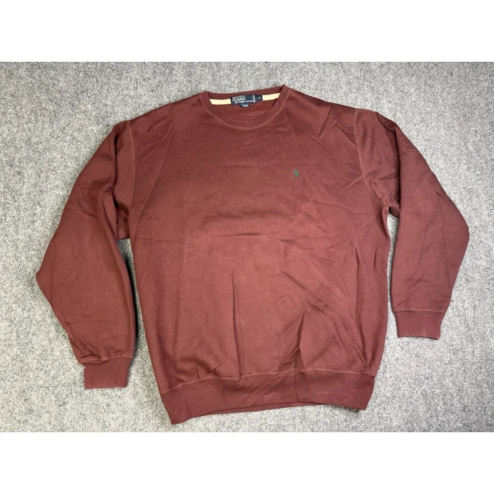 Men's Polo Ralph Lauren Crewneck Pullover Sweater Size Large Maroon Sweat Shirt